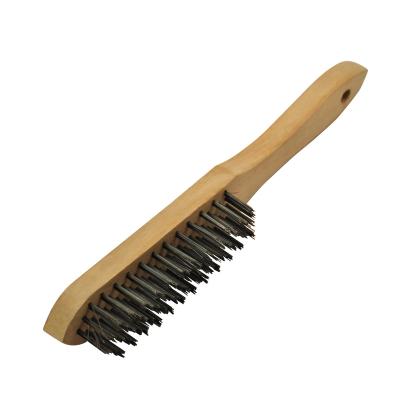 China High Quality 4 Row Cleaning/Polishing Steel Wire Brush With Wooden Handle for sale