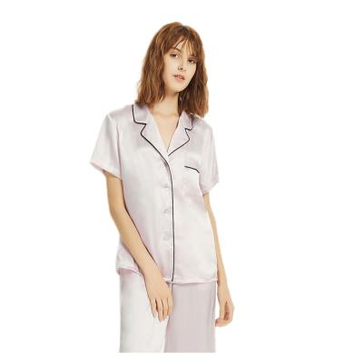 China QUICK DRY Attractive Design Women Pajamas Set Silk Button Down Sleepwear Short Sheath Nightgowns Loungewear Pants for sale