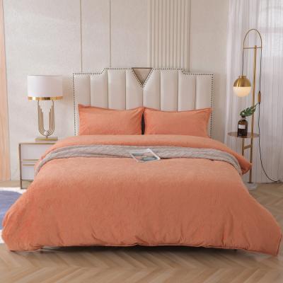 China Nondisposable Orange Floral Bedding Sets Wholesale Custom Soft Velvet Queen Duvet Cover Set for sale