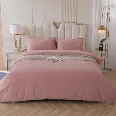 China Nondisposable 4 Piece Velvet Winter Bedding Set Suit Bedding Set Pink Velvet Duvet Cover Set for sale