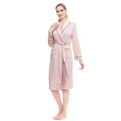 China Breathable Pink Comfortable 100% Cotton Pajamas Long Robes Women for sale