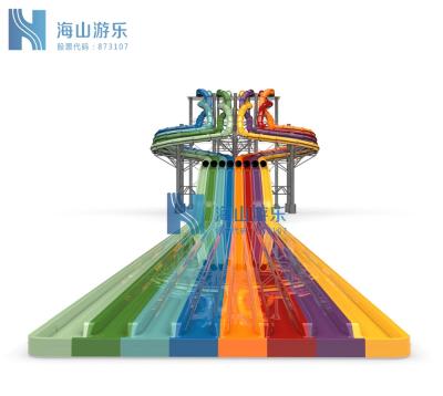 China Water park fiberglass slide with spiral tubes and multi-lane wave slide new design on the slide for sale