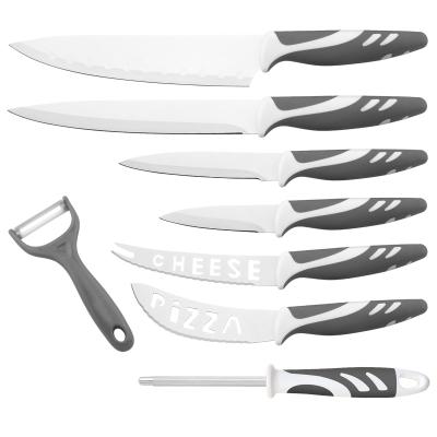 China High Quality 8 Pieces Disposable Non-stick Coating Kitchen Knife Set With Knife Sharpener for sale