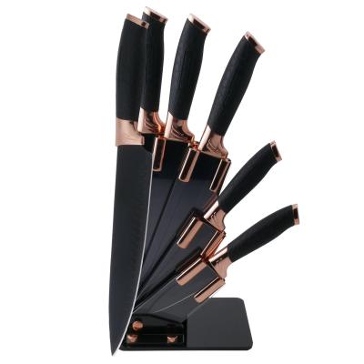 China Disposable Professional Factory Direct Supplier 6pcs Kichen Knife With Acrylic Holder Set Knives for sale