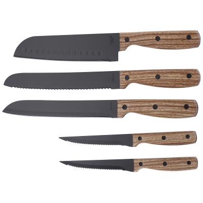 China Disposable Professional Kitchen Knife Set New Design Kitchen Knife Set Black for sale