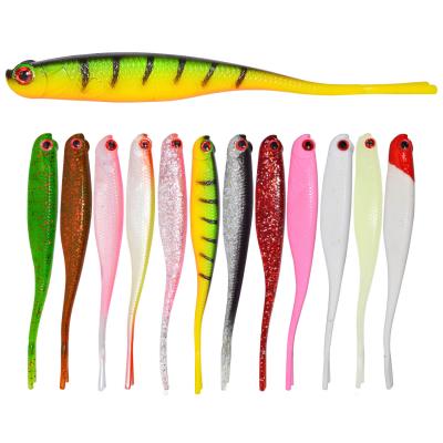 China Silicone 11.5cm 7g 4PCS Worm Tail Long Soft Plastic Fishing Lure for sale