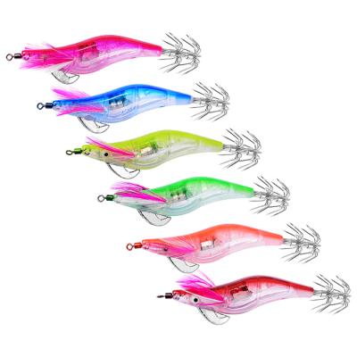 China Bait Fish 10cm 12.2g Electronic Squid Bait Luminous LED Shrimp Fishing Lure With 2.5# Hook for sale