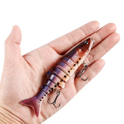 China ABS Wholesale 12cm 24g 12colors Plastic Eight-section Bionic Hard Bait Multi Joint Fishing Lure for sale