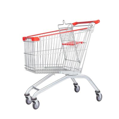 China HT Durable Wholesale Jumbo Metal Wheeled Grocery Cart Supermarket Trolley for sale