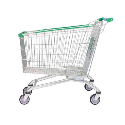 China HT Supermarket Q195 Durable Wholesale Steel Shopping Trolley Wheeled Trolley With With Wheels for sale