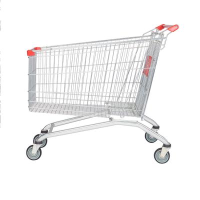 China Durable European HT Style Grocery 90/100/120L Iron Shopping Trolley Trolley With Wheels for sale