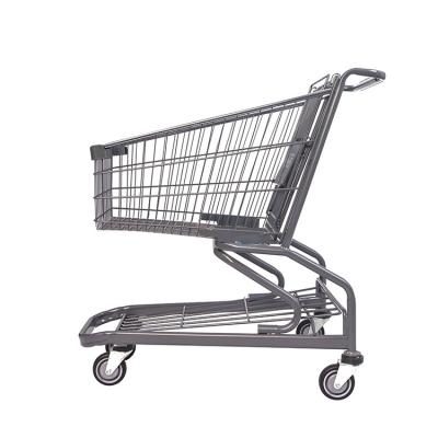 China Q195 Durable Modern Asian Steel 4 Wheel HT Plastic Shopping Trolley Cart Spray Trolley For Supermarket for sale