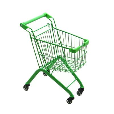 China Durable HT 26L USA Style Mini Supermarket Children Kids Small Push Shopping Trolley Carts with Pole and Flag for sale