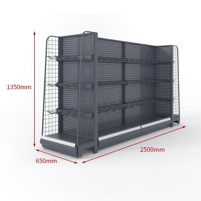 China HT Super Market Double Sided Fashionable Retail Shelves Gondola Supermarket Display Rack Shelves for sale