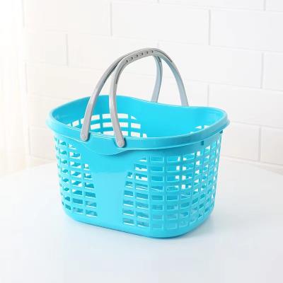 China Durable Cheap Price Blue Handheld 25L HT Plastic Shopping Basket Basket For Supermarket for sale