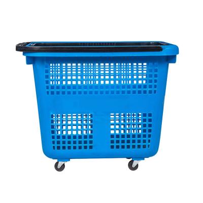 China HT Supermarket Durable Personal Flexible Handheld Shopping Chips Basket With Wheels for sale