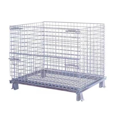 China Steel Wire Mesh Storage Cages Pallet Cage HT Warehouse Metal Stackable Collapsible Durable Storage for sale