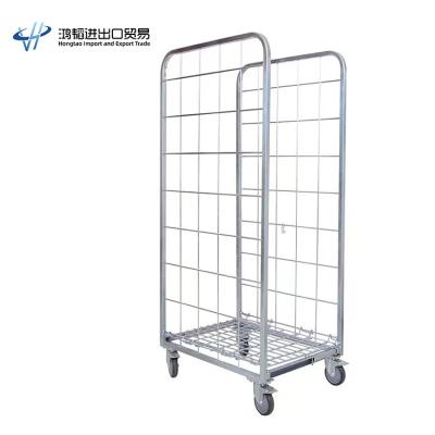 China HT 4 Sided Supermarket Collapsible Logistics 600kg Durable Transports Stackable Detachable Wire Roll Container for sale