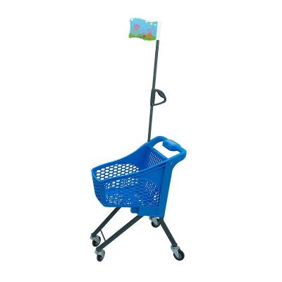 China HT Durable Hot Sale Plastics Blue Child Size Supermarket Shopping Mall Trolley For Toys for sale