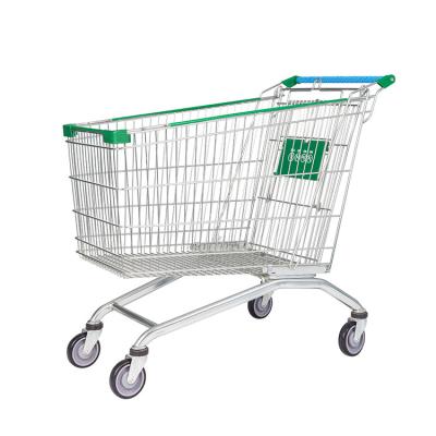 China Durable Cheap HT Price Ziny Steel Plated Market Supermarket Shopping Wheel Hand Trolley Trolley for sale