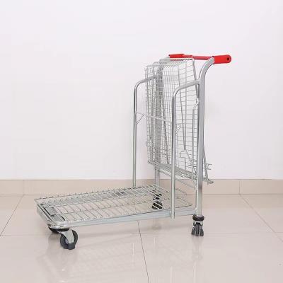 China Durable Heavy Duty HT Double Deck Logistics Trolley Luggage Cargo Trolley Warehouse Trolley for sale