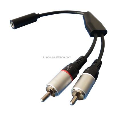 China Rohs PVC Cable With Pure Cooper With Aluminum 18cm Jack 3.5mm Female To 2 RCA Male Plug Y Adapter Splitter Audio Cable for sale