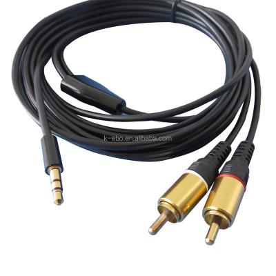 China Speaker 3.5 To 2rca Cable Gold Plated 3meter 10ft 3.5MM 2Rca To Voice Line Y Splitter for sale