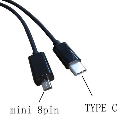 China Camera 30cm USB Type-c Male To MINI Male 8PIN USB 2.0 Cable for sale