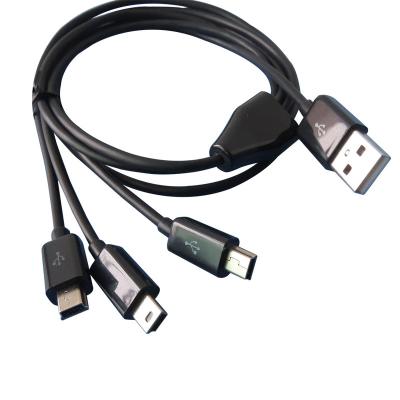 China MP3/MP4 player 3 in 1 usb data charger cable good quality 1meter 3ft mini usb to 3mini 5pin charging cable for sale