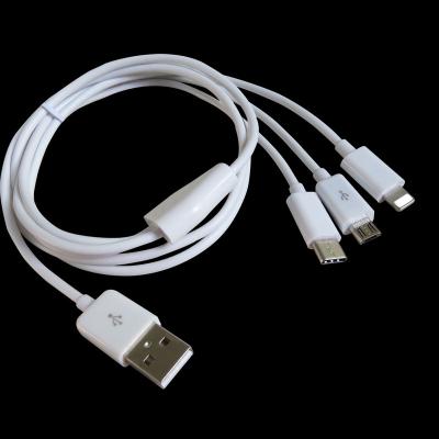 China MP3/MP4 Player 1meter 3ft Multi-Function 3 in 1 USB Charging Cable for iPhone, Type-C and Android Phones for sale