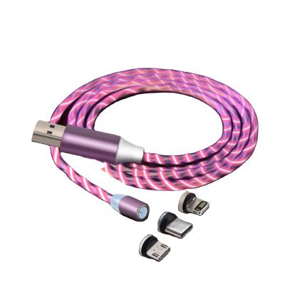 China MP3/MP4 player 3 in 1 magnetic data cable LED USB data cable 3A 5A USB suitable micro magnetic charging cablee for sale