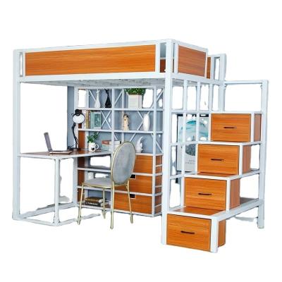 China OEM Iron Frame Wooden Single Loft Bed with Desk 1800*1800*2000 and Queen Beds for sale