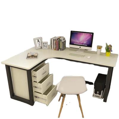 China Mail Packing Modern Work Office Desk L Shape Black and White with Steel Furniture for sale