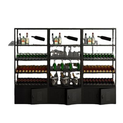 China Stackable Wine Wall Cabinet Customized Bar Metal Glass Wine Storage Rack for Display for sale