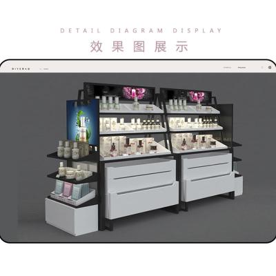 China Home Furniture Modern Makeup Brands Cosmetic Kiosk Silver Display Stand for Shop for sale