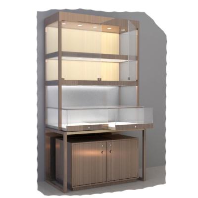 China Luxury Wood Display Cabinets with Tempered Glass Doors 1800*1800*2000mm Luxury Style for sale