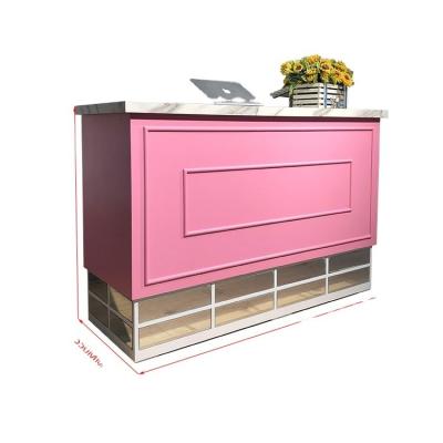 China Commercial Furniture Checkout Counter with Powder Coated Front Desk and Wood MDF Top for sale