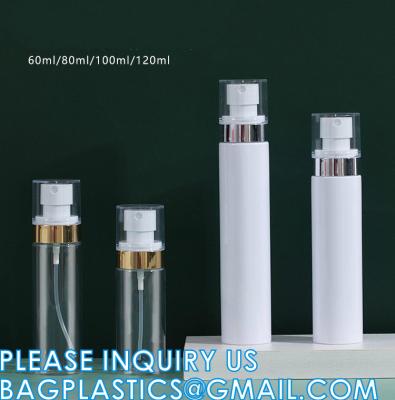 중국 Cosmetic Spray Bottles PET Plastic 60ml 80ml 100ml 120ml Gold Plating Pump Water Liquid Spray Bottle OEM 판매용