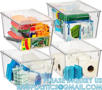 Cina Plastic Storage Bins With Lids X-Large – Perfect Kitchen Or Pantry Organization, Fridge, Cabinet Organizers in vendita