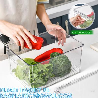 Cina Fridge Tray Drawer Organizer Pull Out Refrigerator, Food Storage Boxes Stackable Home Kitchen Vegetable Storage in vendita