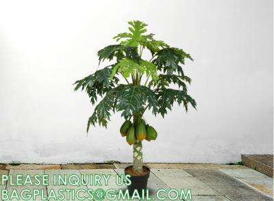 Cina Artificial Trees for Home Decor Plants Large Artificial Tree Branch Green Leaves Real Touch Fake Papaya Tree in vendita