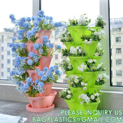 China Stackable Planter, Vertical Garden Planter, Strawberry Planter, Indoor/Outdoor, 5 Tier Garden Tower, Herb Plant for sale