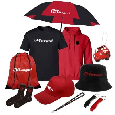 China Business Staff Welcome Uniform Graduation Sports Branded Custom Logo Promotional Gift Set Socks Cap Bag Umbrella for sale