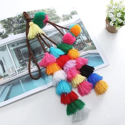 China Cute Pom Pom Tassel Boho Purse Charms For Handbags Backpack Keyring Keychain Waist Chain For Women for sale