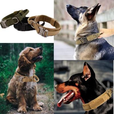 Cina Tactical Dog Collar Military Dog Collar Nylon Dog Collar Heavy Duty Metal Buckle with Handle for Dog Training in vendita