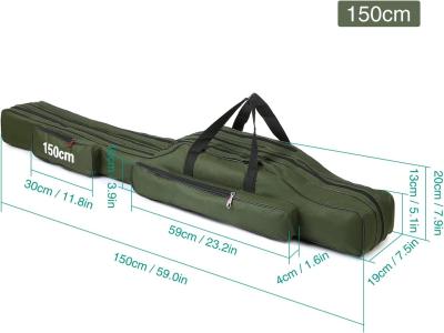 Cina Fishing Rod Case Three Layers Fishing Rod Bag Oxford Folding Fishing Pole Bag Outdoor Waterproof Tackle Storage in vendita