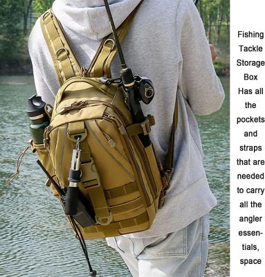 China Fishing Tackle Box Storage Sling Bag Outdoor Shoulder Backpack Cross Body Sling Gear for Pond Hopper Hiking Hunting for sale