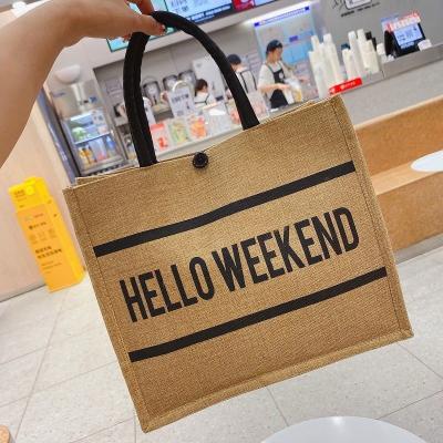 China New Style Jute Nylon Briefcase Document Bag Letter Cloth Bag Large Capacity Shoulder Messenger Simple Commuter Handbag for sale