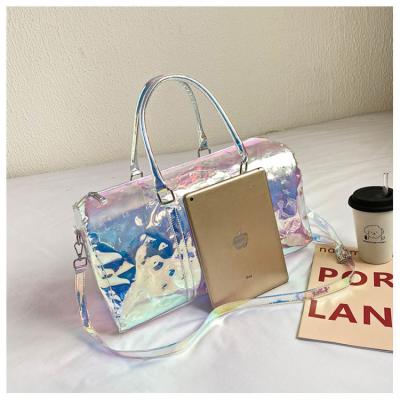중국 Colorful Transparent Travel Bag New Women'S Bag Casual Fitness Bag Super Cool Portable Laser Bag Swimming Bag 판매용