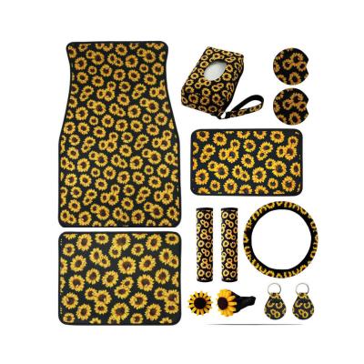 China Car Accessories, Sunflower Neoprene Car Accessories Seat Cover And Foot Mat Set for sale